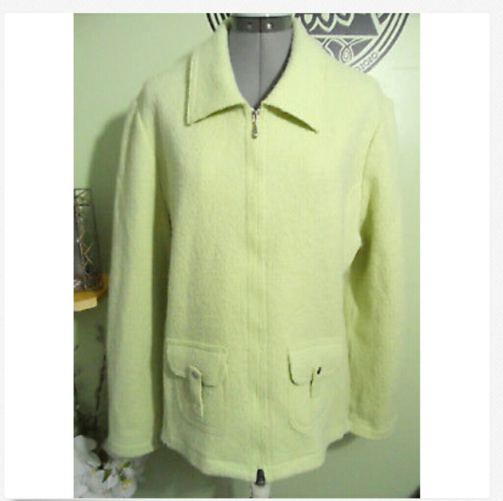 PICADILLY Boiled Wool Sweater Coat XL Mint Green